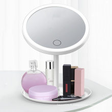 Logo personnalisé Verre ronde miroir cosmétique maquillage décoratif Miroir de maquillage intelligent LED avec lumière
